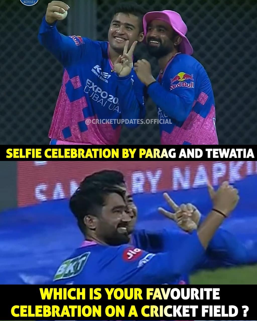 IPL 2021: Parag and Tewatia does the selfie celebration again as they dismissed Pat Cummins